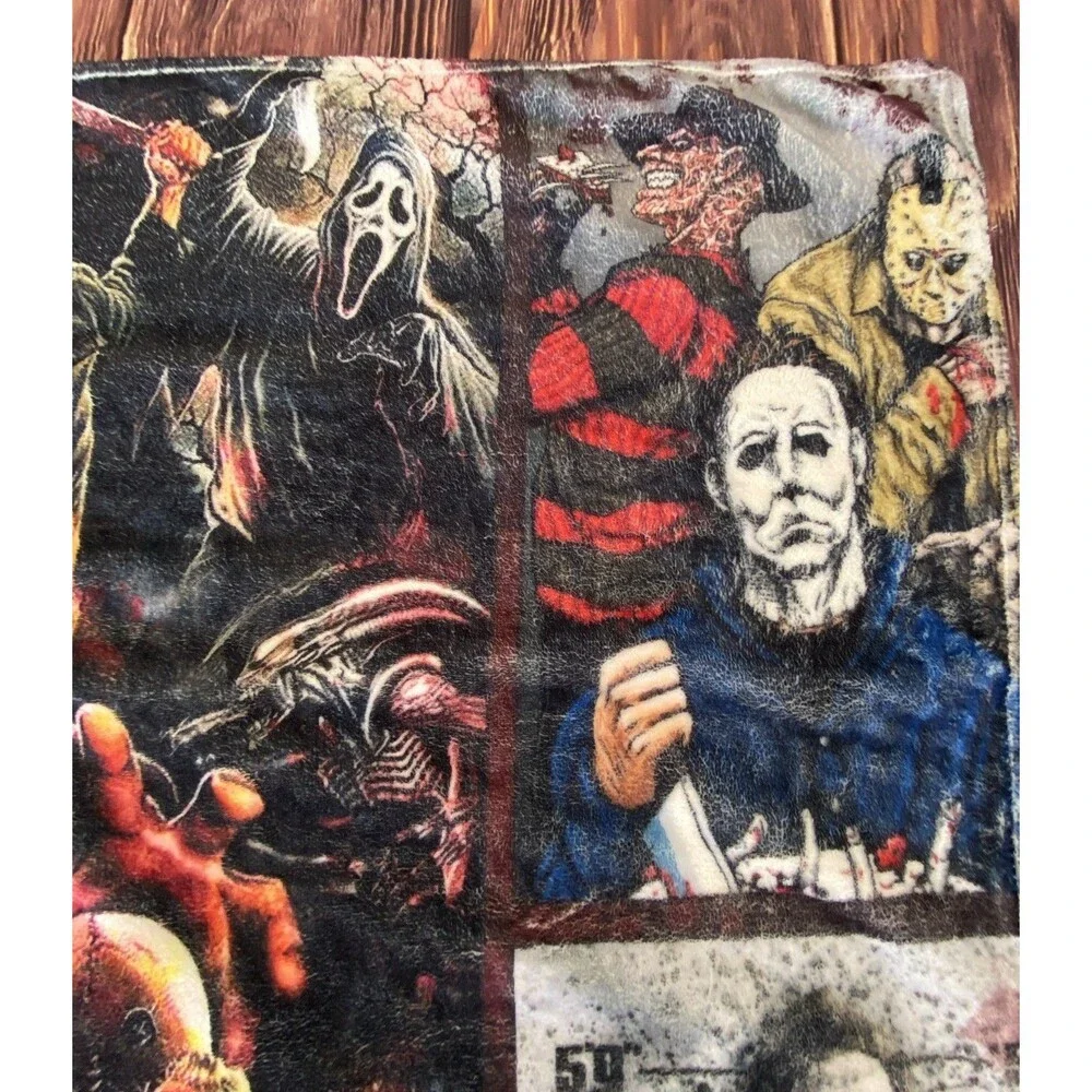 Halloween My Horror Movies Throw Blanket Vibrant Colors 52x40 Cozy Horror Movie